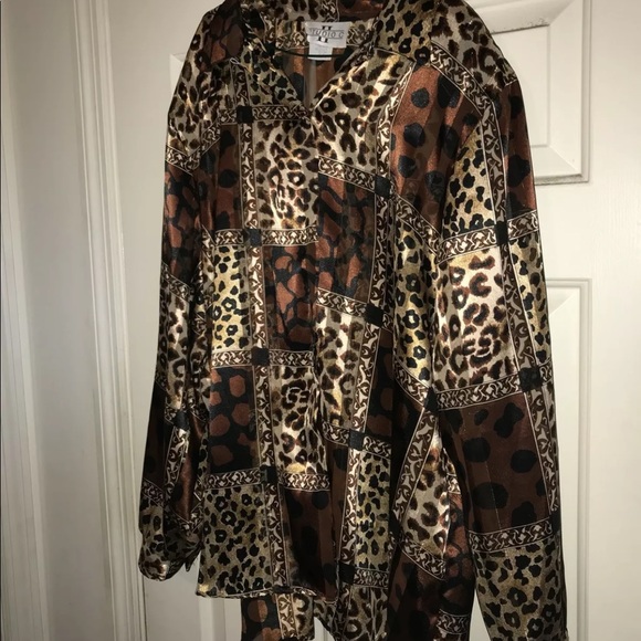 Studio C II Women's Plus Size 22 Multi Animal Print Shirt Blouse Button Front - Picture 3 of 5